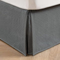 MIYE Pleated Waffle Weave Bed Skirt, Tailored Dust Ruffle 22 Inch Drop Easy Fit, Machine Washable (Dark Grey, TwinXL - 22" Drop)