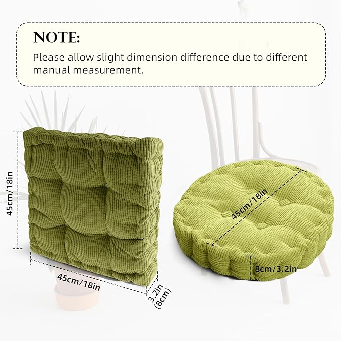 Large Square and Round Floor Cushions for Adults 2 Pack Meditation Floor Pillow Sky Blue Corduroy Floor Seat Pillows Cushion for Living Room Balcony Tatami Yoga,18x18 Inch