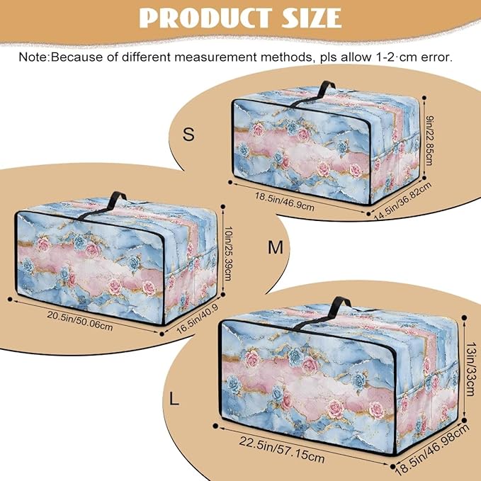 Rose Marble Texture Print Microwave Oven Grill Cover Protector Polyester-Linen Fabric Microwave Oven Dust Cover with Storage Bags Case Protections for Toaster Oven, M