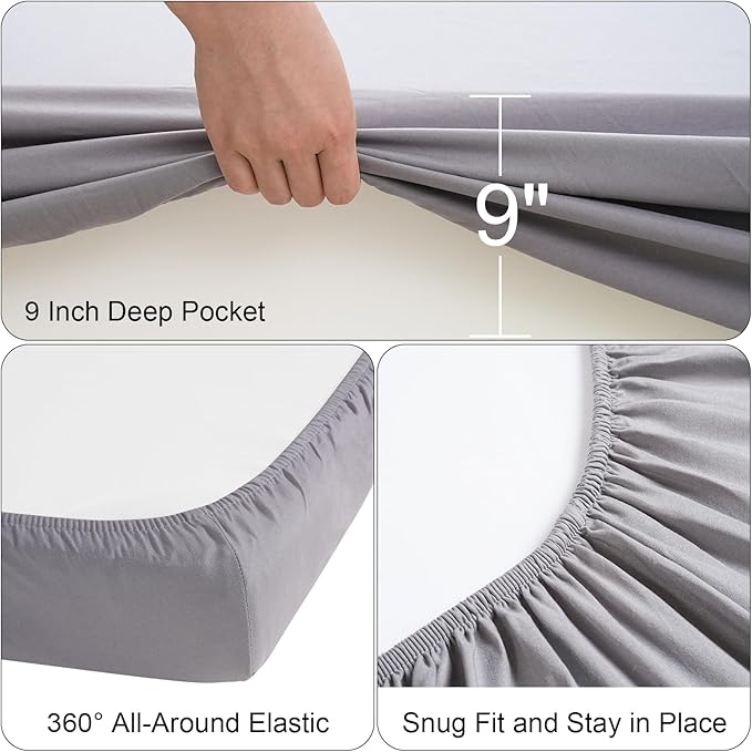Cot Sheets 31" x 75", 2 Pack Cot Fitted Sheet for Narrow Twin/RVs Bunk/Camper Bunk/Guest Beds/Army Cots/Trifold Mattress/Travel Size Mattress, Shrinkage & Stain Resistant Cot Size Cover, Gray