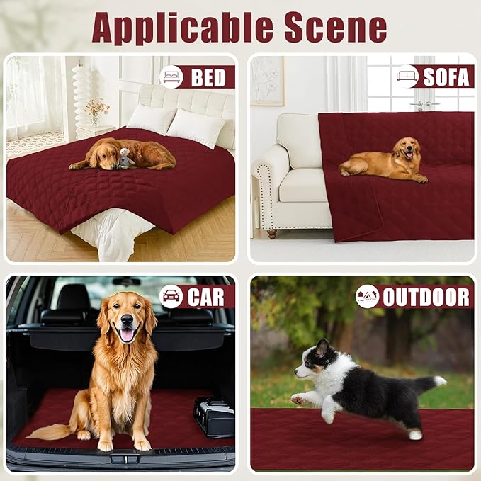 Smiry Waterproof Dog Bed Cover Blanket 52x82, Soft Reversible Pet Blanket, Washable Leakproof Cats Dogs Couch Cover for Sofa, Couch, Furniture, Lattice, Wine Red/Wine Red
