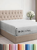 Extra Deep Full Fitted Sheet - Hotel Luxury Single Fitted Sheet Only - Easily Fits 18 inch to 24 inch Mattress - Ultra Soft, Wrinkle Free with Extra Deep Pockets - Breathable & Comfy - Grey Stripes