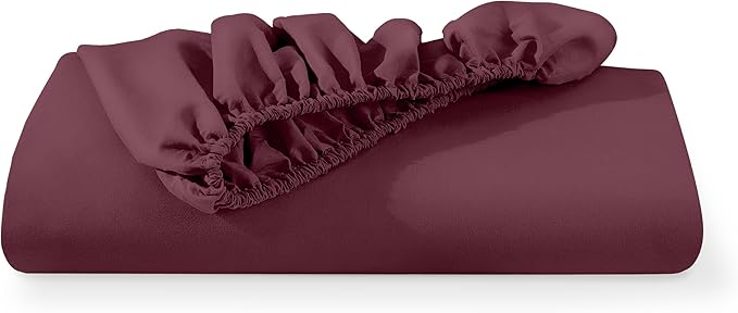 Bare Home Fitted Bottom Sheet Queen Size - Premium 1800 Microfiber - Ultra-Soft Hotel Luxury - Deep Pocket - Durable and Long Lasting (Queen, Burgundy)