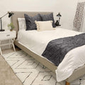 Bed Runner Set - 100% Pure Cotton 800 Thread Count - Luxury 1 Pinch Pleated Bed Runner and 2 Pillow Cover - 3 Piece Pinch Pleated Bed Runner Set California King, Dark Grey