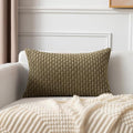 Kevin Textile 12x24 Inch Pillow Cover 1 Pack Boho Decorative Soft Striped Corduroy Lumbar Farmhouse Color Accent Rectangle Cushion Case for Living Room Couch Sofa Bed, Olive Green