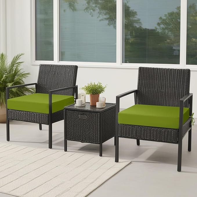 idee-home Outdoor Cushions for Patio Furniture, Outdoor Seat Cushion, Waterproof Couch Hampton Bay Deep Seat Replacement Chair Cushions for Garden Lawn Backyard Deck, 19 x 19 Green