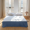 BISELINA French Linen Bed Skirt with Pleated Corner 22-Inch Tailored Drop Natural Flax Cotton Blend Basic Dust Ruffle Soft Cozy Farmhouse Bedding (22" King, Basic Navy Blue)