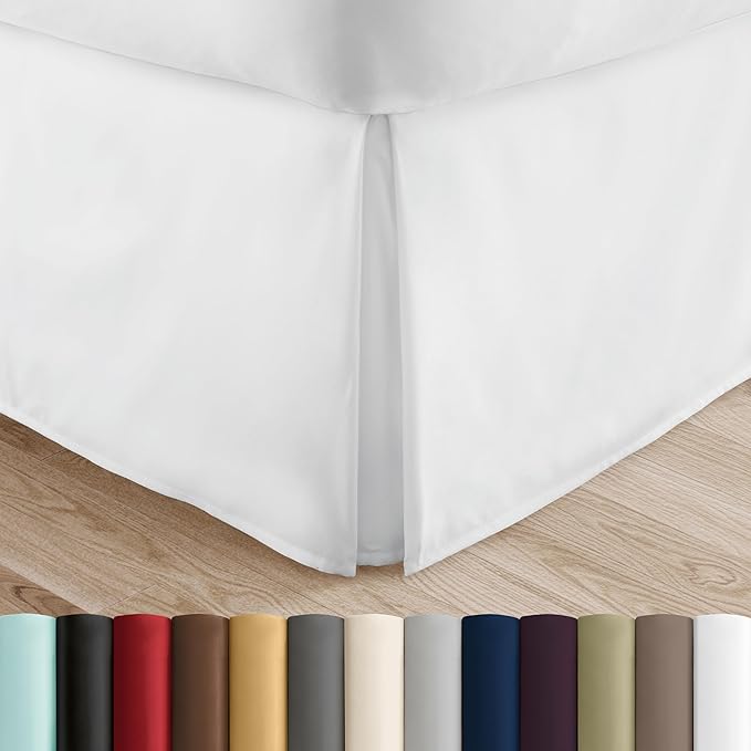 Linen Market Bed Skirt - Ultra Soft Microfiber - Easy Fit with 14 Inch Tailored Drop - Hotel Quality, Shrinkage & Fade Resistant - Bed Cover - Queen Bed Set - Bedroom Décor - (Queen, White)