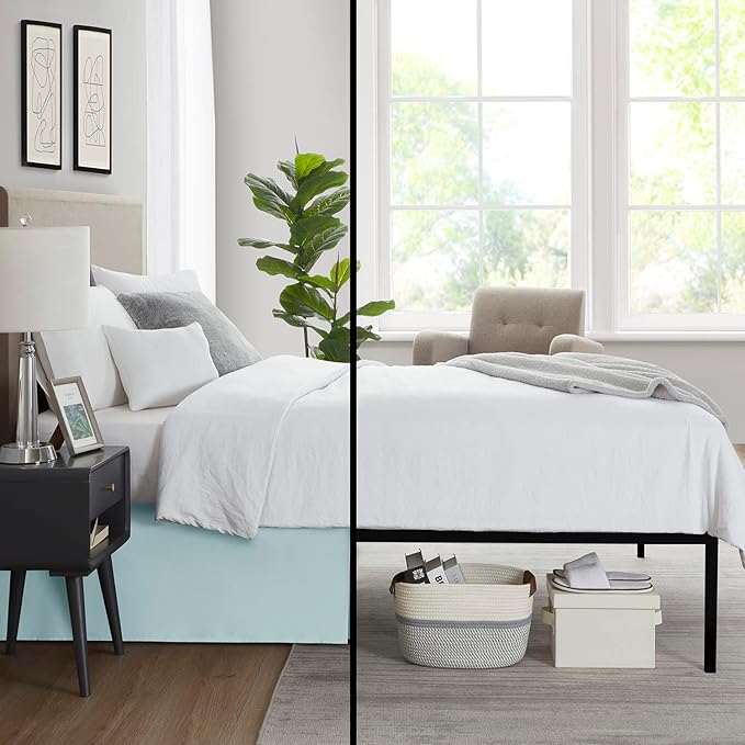 Nestl Light Baby Blue Twin Bed Skirt - Twin Size Bed Skirt 14 Inch Drop - Brushed Microfiber Bed Skirts - Hotel Quality Pleated Bed Skirt - Shrinkage & Fade Resistant