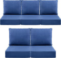 Luxury 6" Outdoor Cushions for Patio Furniture, 24x24x6" Thick Seat Cushion Set of 5, Fade Resistant Couch Chair Replacement Cushions High Density Deep Wicker Chair Cushion w/ Removable Cover, Blue