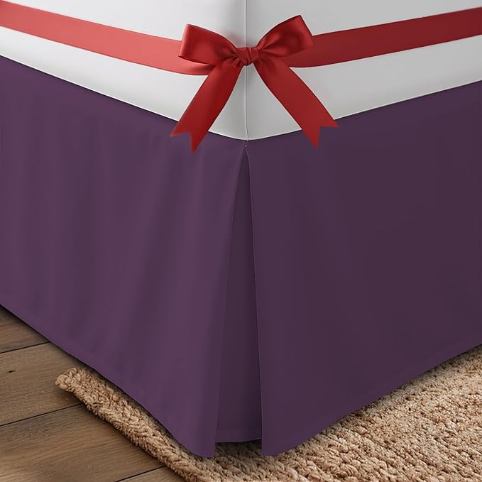 Utopia Bedding Queen Bed Skirt - Soft Quadruple Pleated Ruffle - Easy Fit with 16 Inch Tailored Drop - Hotel Quality, Shrinkage and Fade Resistant (Queen, Purple)