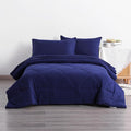 5-Piece Twin Comforter Set with Sheets – Soft and Breathable All-Season Twin Bed in a Bag, Down Alternative Comforter Set for Kids or Teens, Navy Blue