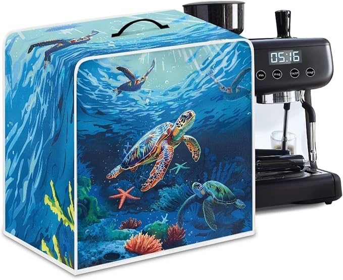 Mumeson Sea Turtle Coffee Maker Cover Universal Waterproof and Dustproof Cover for Home Garage Office Pouch with Duarble Handle Extra Large Lightweight Covers