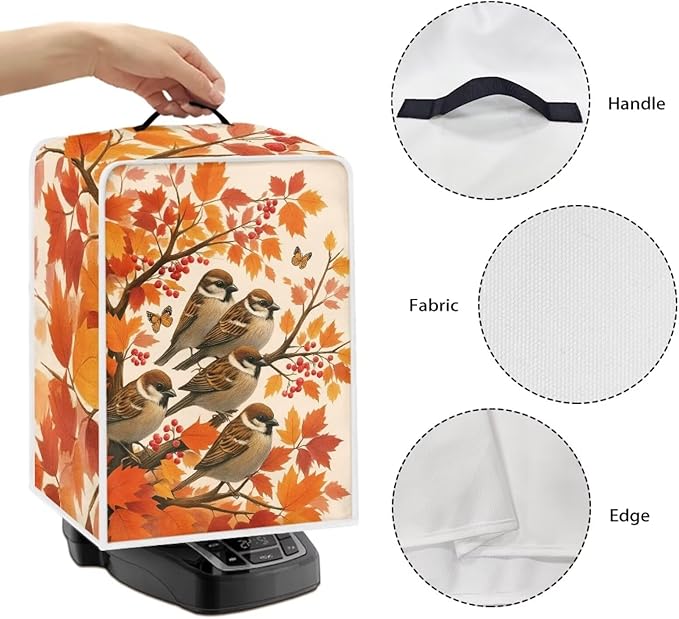 Coffee Maker Cover with Handle Maple Cardinal Dust Protection Washable Foldable Christmas Appliance Cover