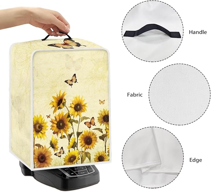 Mumeson Sunflower Coffee Maker Dust Cover for Home Kitchen Decor, Modern Stand Mixer Cover with Coffee Beans Design