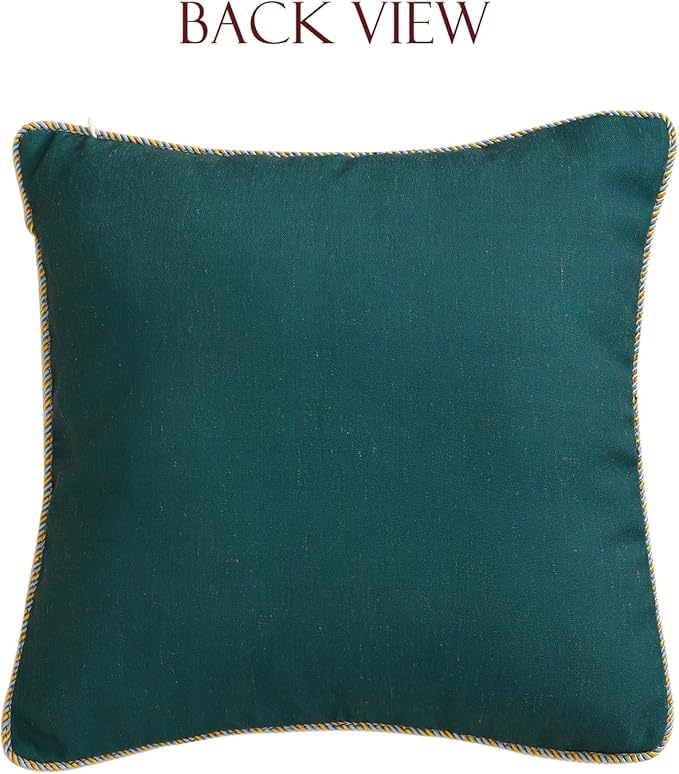 patdrea Designer Square Throw Pillow Covers,Farmhouse Linen with Green Floral Pattern Pillows Cover,Decorative Pillowcases Cushion for Bed Living Room Outdoor Car,18"x18"