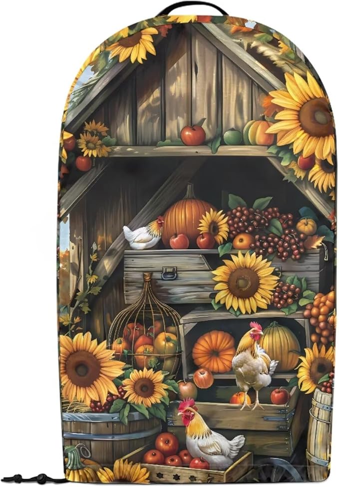 Sunflowers Wooden Shelves Blender Cover for Kitchen Chickens Small Appliance Dustproof Cover Washable Foldable Coffee Appliance Covers with Durable Handle