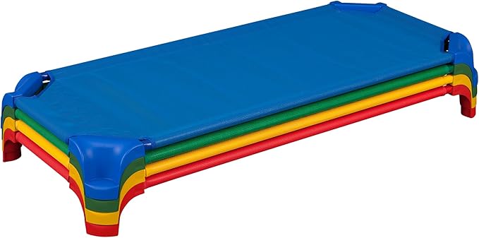 Sprogs Deluxe Heavy-Duty Childrens Standard 52"L Stackable Daycare Cot with Easy Lift Corners Cots for Preschool Kids Sleeping, Resting, and Naptime