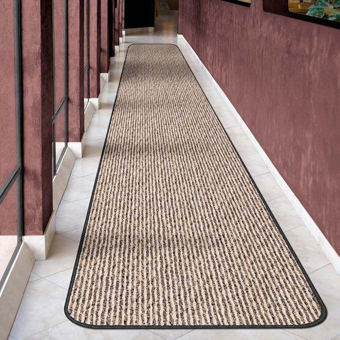 House, Home and More Skid-Resistant Carpet Runner - Black Ripple - 16 Feet X 27 Inches