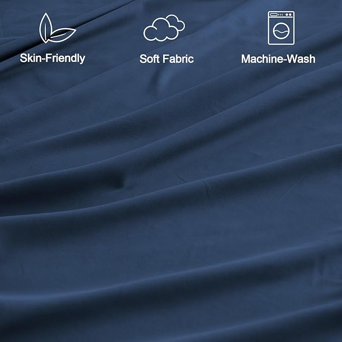 SPRINGSPIRIT Split Top King Sheets Sets for Adjustable Bed, 4 Piece Bed Sheets Set Deep Pockets, Extra Soft and Breathable Bedding Sheets, Navy
