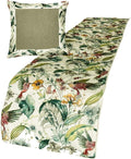 The HomeCentric King Queen Twin Ivory & Multi Designer Queen 74"x18" Bed Runner with 2 Pillow Cover, Bird, Sequins & Beaded Bed Scarf on Cotton Fabric - Exotic Birds