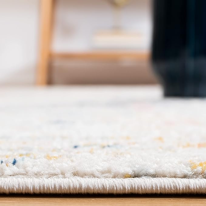 SAFAVIEH Tulum Collection Runner Rug - 2' x 8', Ivory & Blue, Moroccan Boho Tribal Design, Non-Shedding & Easy to Clean, Ideal for Living Room, Hallway, Foyer, Entryway, Bedroom (TUL272C)