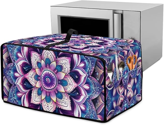 Countertop Convection Oven Cover Dust Protection Air Fryer Toaster Oven Covers with Side Pockets, for Home Kitchen Decor, L, 18.5 x 22.5 x 13 Inches, Violet Boho Floral