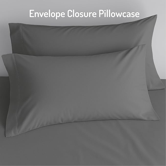 Degrees of Comfort Full Size Sheet Set for Air Mattress – Extra Deep Pocket up to 22”, 4-Piece Bedding Sets with Dual Side Storage Pockets, Breathable & Soft, Wrinkle-Free, Grey