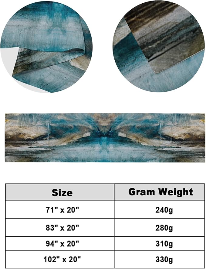 Abstract Mottled Turquoise Green Gray Art Bed Runners for Bedroom Hotel,Decorative Bedding Scarf Retro Painting Bed End Blanket Bedding Runner Scarves for Full Size Bed,83x20in