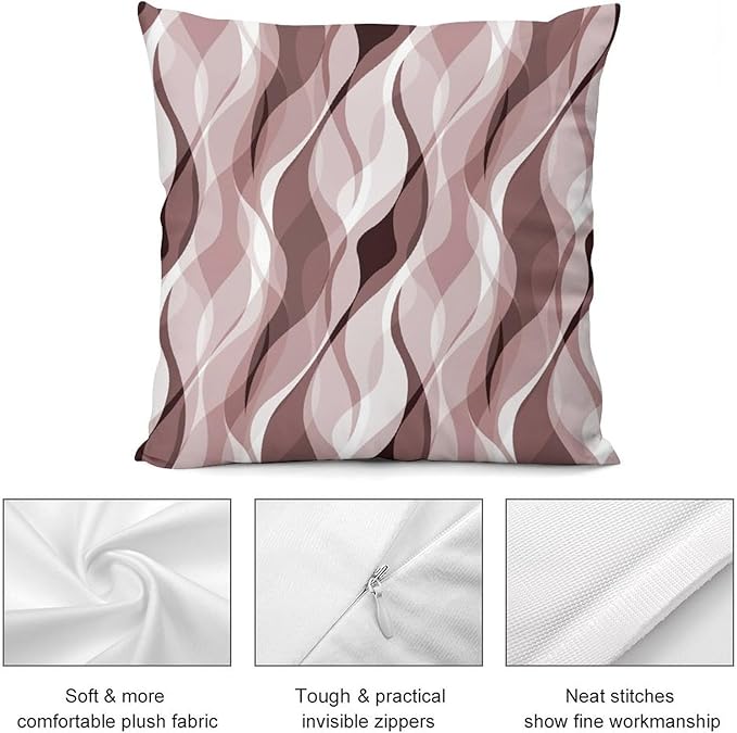 Pink Throw Pillow Covers Modern Abstract Pink and Grey Striped Decorations for Bedroom Living Room Farmhouse Sofa Pillows Bed Couch 22x22 Inch