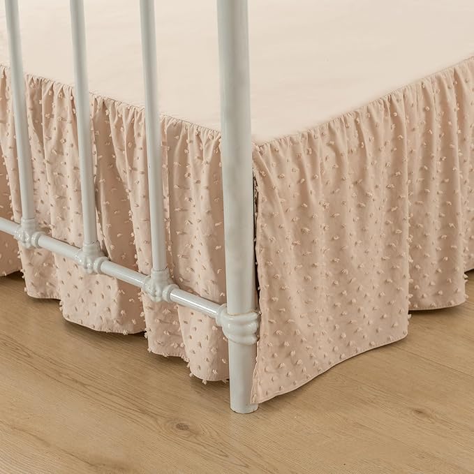 Tufted Dot Bed Skirt King Size,Ruffled Bed Skirt with Split Corners, King Bed Skirt 14 Inch Drop, Boho King Size Bed Skirt Beige for Ruffled Bed Skirt with Split Corners, Bed Skirt King Size