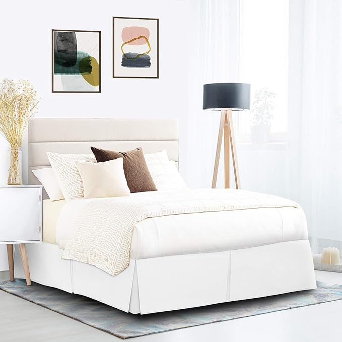 Nestl White Twin Bed Skirt - Twin Size Bed Skirt 14 Inch Drop - Brushed Microfiber Bed Skirts - Hotel Quality Pleated Bed Skirt - Shrinkage & Fade Resistant