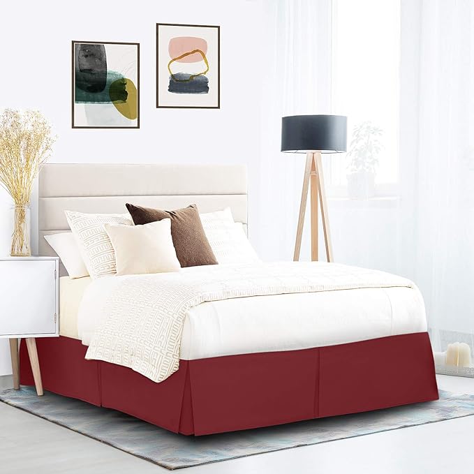 Nestl Red Heaven Full XL Bed Skirt - Full XL Size Bed Skirt 14 Inch Drop - Brushed Microfiber Bed Skirts - Hotel Quality Pleated Bed Skirt - Shrinkage & Fade Resistant