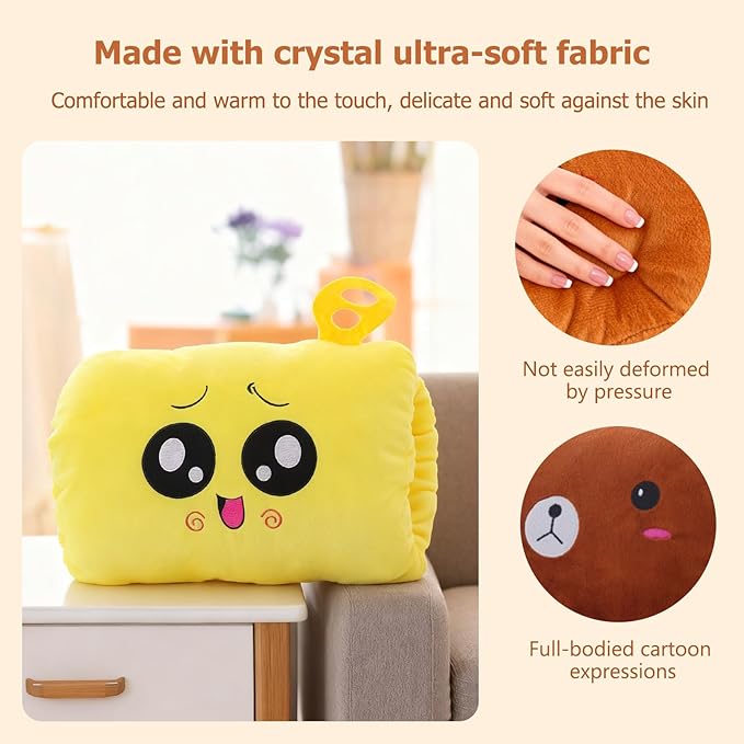 Kids Cartoon Hand Pillow,Winter Hand Warmer Rest Arm Pillow,Non-Electrical Travel Essentials,Arm Support for Napping,Soft Cotton Winter Hugging Cushion,Home Animal Doll Plush Muffs (Model 9)