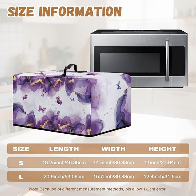 Microwave Oven Dust Cover, Marble Heat-Resistant Waterproof Polyester Fabric Protection for Toaster Oven Air Fryer Dust Cover for Microwaves Ovens Machine Washable