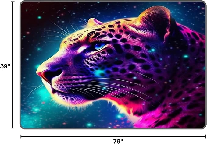 Galaxy Leopard Rug Fierce Panther Head Area Rugs for Boys Kids Bedroom Living Room Gameroom Girls Glitter Carpet Floor Mat Throw Rugs 79 in x 39 in