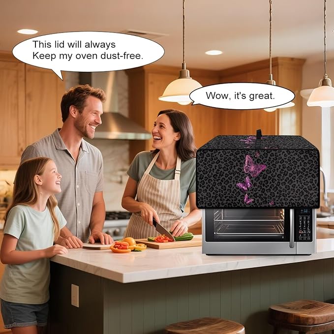 Butterfly Leopard Print Microwave Oven Dust Cover Heavy Duty Microwave Oven Cover Foldable Dust-Proof Kitchen Machine Covers Case Protections for Toaster Oven, M