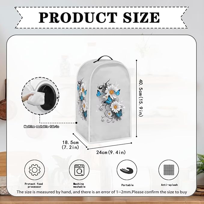 Talayituse Daisy Butterfly Print Blender Dust Cover, Fingerprint Protection Cover for Stand Mixer or Coffee Machine, Home Kitchen Appliance Covers for Stain Dust Resistant Supplies