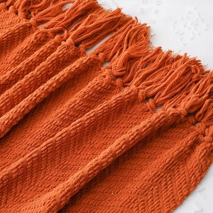 BATTILO HOME Burnt Orange Throw Blanket for Couch, Halloween Throw Blanket for Home Decor, Fall Decorations for Bed, Sofa and Living Room, 50"x60"