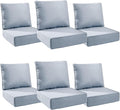Luxury 6" Outdoor Cushions for Patio Furniture, 24x24x6" Thick Seat Cushion Set of 6, Fade Resistant Couch Chair Replacement Cushions High Density Wicker Chair Cushion w/ Removable Cover Baby Blue