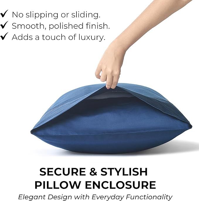 100% Natural Cotton Bed Sheets | 500 TC Single-Ply Sateen Weave Cal King Sheet Set | Breathable & Hypoallergenic Solid 4-Piece Bedding with Deep Pocket Fitted, Flat, Pillowcase | Navy Blue