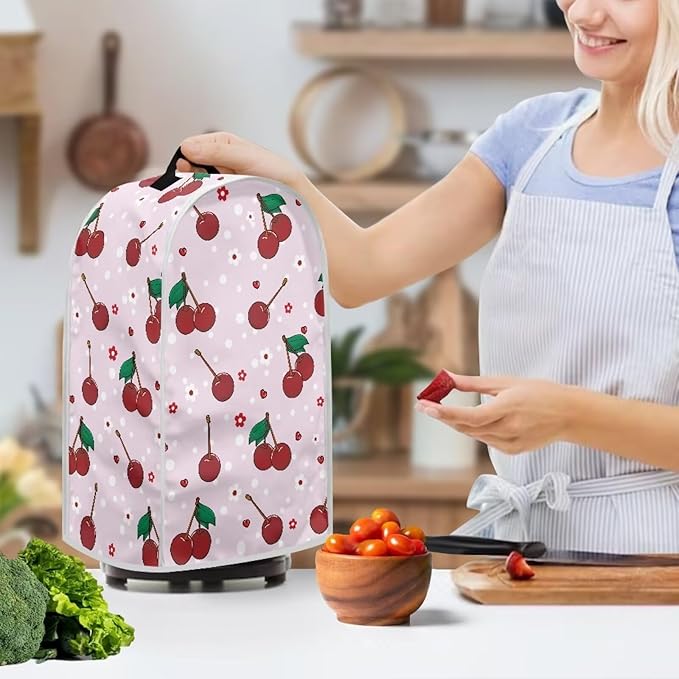 Blender Covers for Kitchen, Stand Mixer or Coffee Maker Appliance Dust Covers with Handle for Home Kitchen Decor, Cherry Pattern