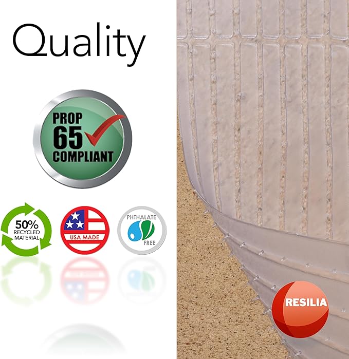 RESILIA Deep-Pile Carpet Runner - Plastic Vinyl Carpet & Rug Protector, Waterproof Clear Vinyl Floor Runners, 27 Inches Wide x 3 Feet Long, Made in The USA