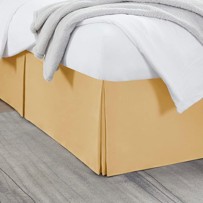 Nestl Gold Twin XL Bed Skirt - Twin XL Size Bed Skirt 14 Inch Drop - Brushed Microfiber Bed Skirts - Hotel Quality Pleated Bed Skirt - Shrinkage & Fade Resistant