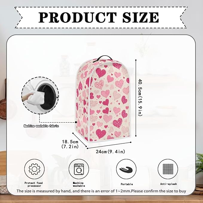 Talayituse Love Heart Print Blender Dust Cover, Fingerprint Protection Cover for Stand Mixer or Coffee Machine, Home Kitchen Appliance Covers for Stain Dust Resistant Supplies Valentine's Day Decor