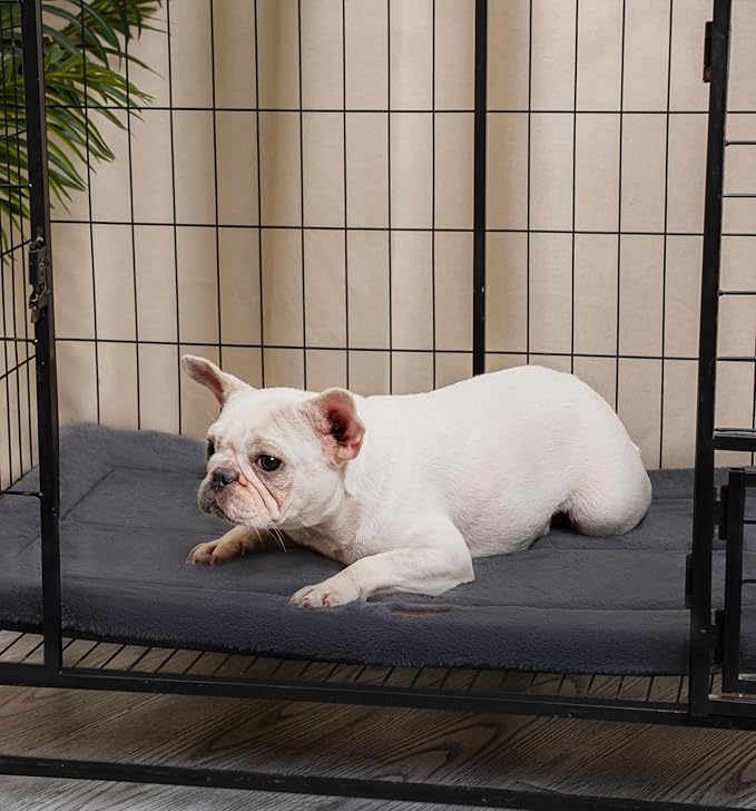 MADE 4 PETS Dog Crate Pad Bed for Medium Dogs, Washable & Reversible, Anti-Slip Kennel Mat for Cozy Sleeping, Soft Fluffy Dog Bed for Indoor & Outdoor Use, 29"x21", Dark Gray