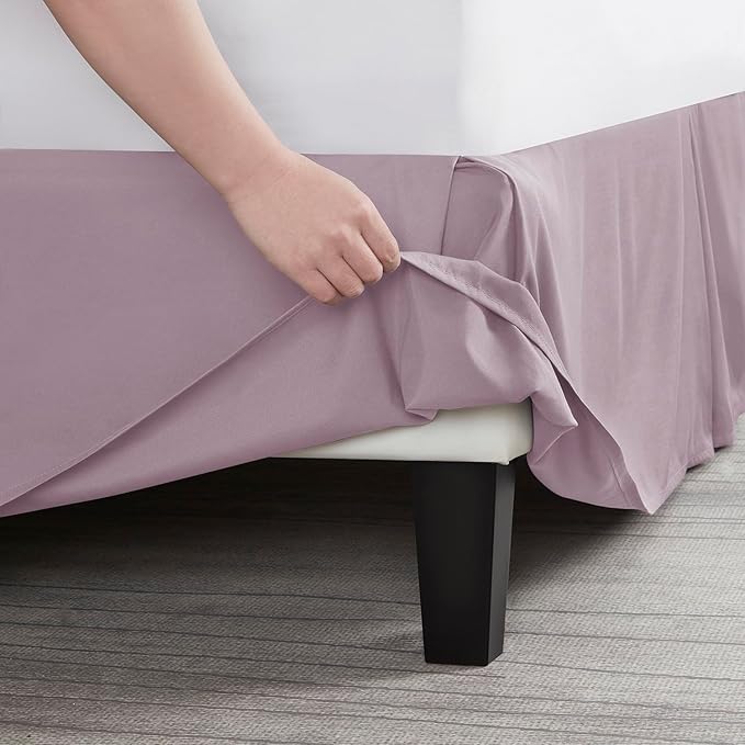 Nestl Dusty Purple Full XL Bed Skirt - Full XL Size Bed Skirt 14 Inch Drop - Brushed Microfiber Bed Skirts - Hotel Quality Pleated Bed Skirt - Shrinkage & Fade Resistant
