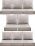 Luxury 6" Outdoor Cushions for Patio Furniture, 24x24x6" Thick Seat Cushion Set of 8, Fade Resistant Couch Chair Replacement Cushions High Density Deep Wicker Chair Cushion w/ Removable Cover, Beige