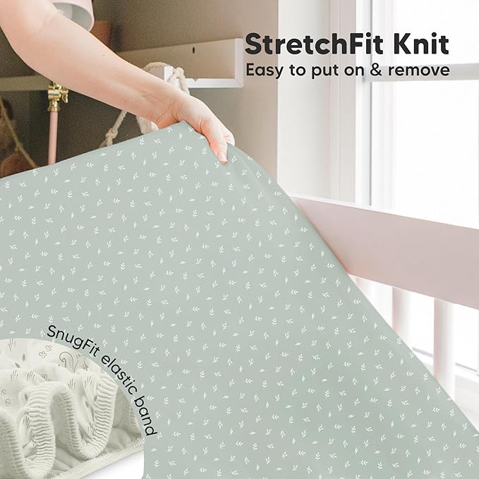 KeaBabies 2-Pack Baby Crib Sheets for Boys, Girls - 52x28 Viscose Derived from Bamboo Toddler Bed Sheets Neutral, Fitted Crib Mattress Cover for Standard Baby Bedding, Soft & Cozy (Lune Mystic)