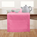 Solino Home Linen Flamingo Pink Table Runner 132 Inches Long - 100% Pure Linen Extra Long Table Runner 14 x 132 Inch for Christmas - Classic Hemstitch